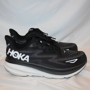 NIB HOKA ONE CLIFTON 9 BLACK WHITE WOMEN'S RUNNING SNEAKERS